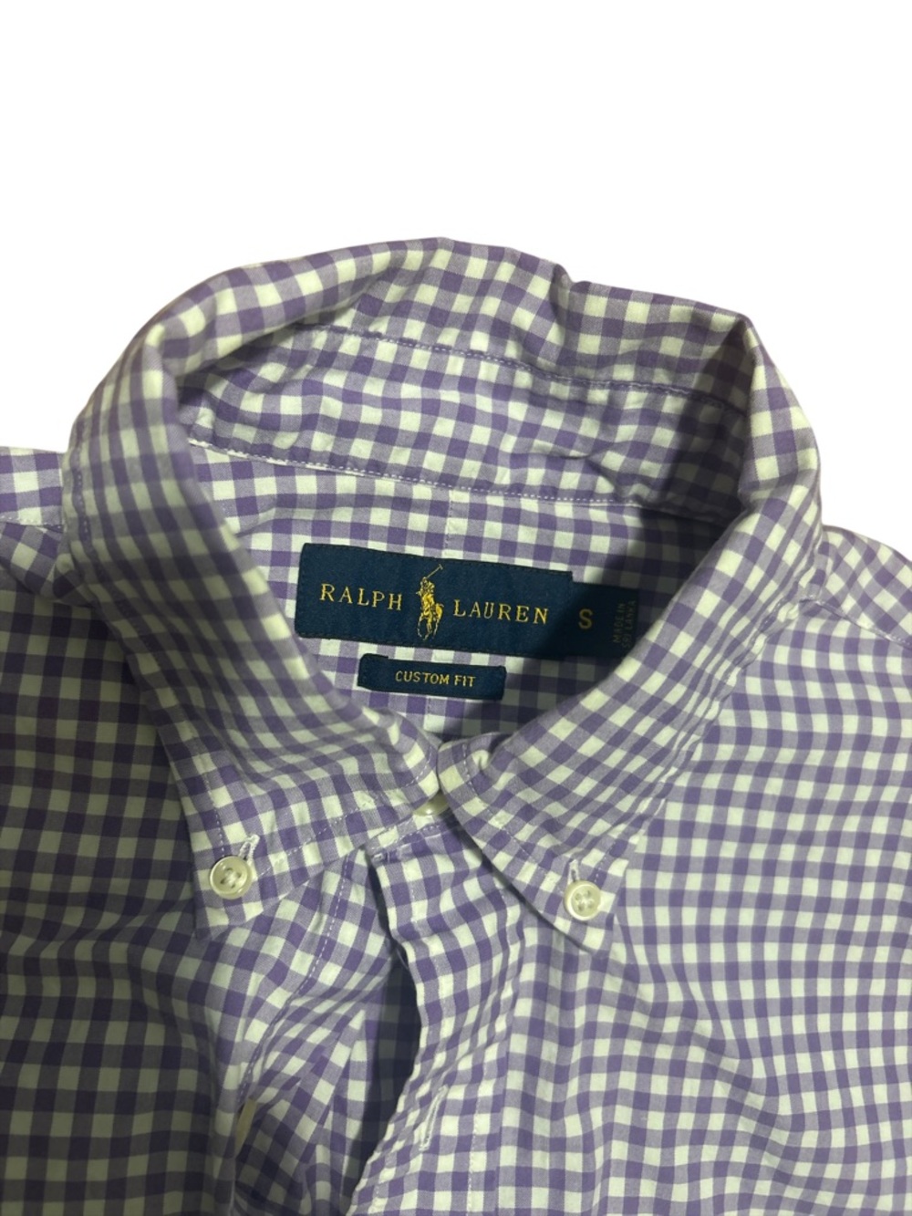 Ralph Lauren Polo Lavender Gingham Shirt Mens Small Custom Fit Button Up - Picture 3 of 6